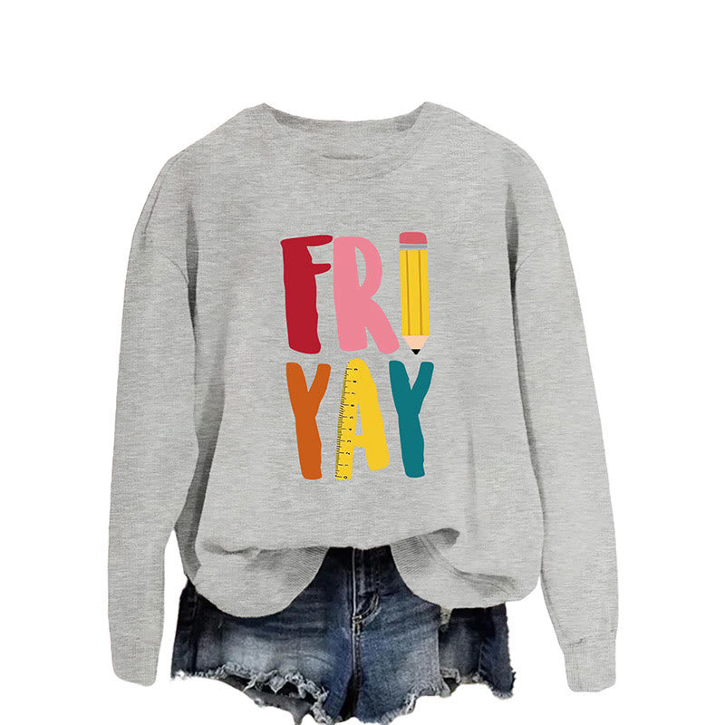 Plus Size Friday Pencil Print Sweatshirt - Grey - 2XL - image 8
