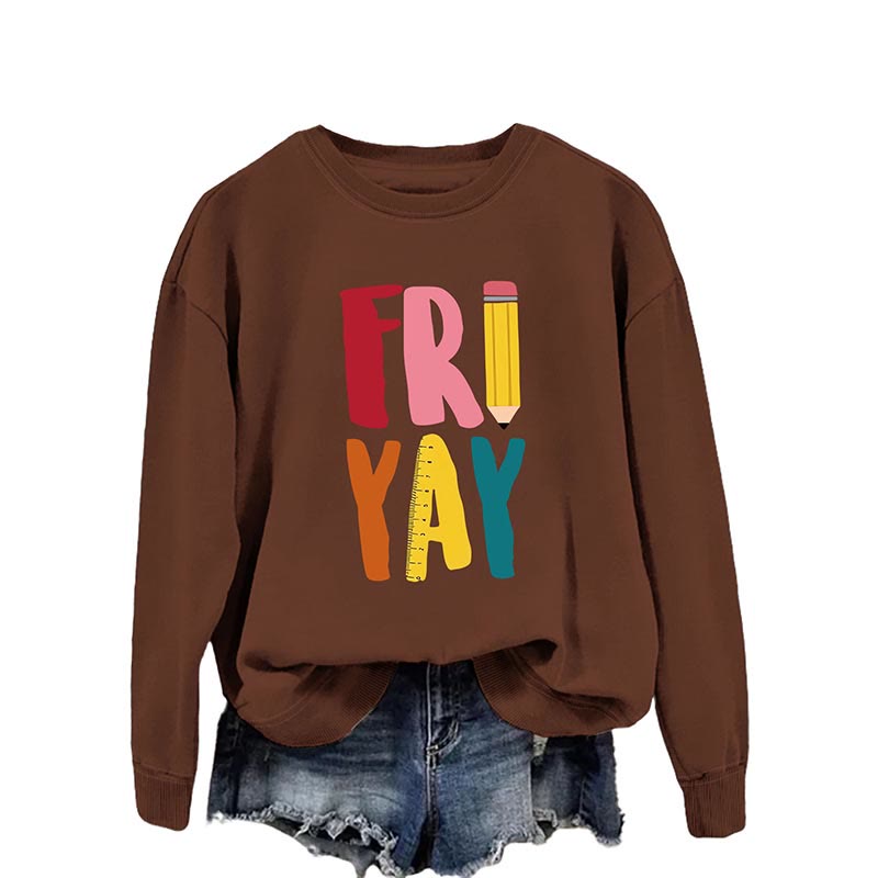 Plus Size Friday Pencil Print Sweatshirt - Coffee - 2XL - image 5