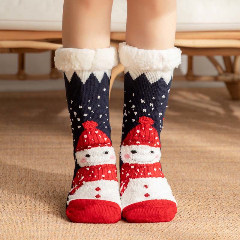 Plus Size Christmas Snowman Series Slipper Socks(2 Pairs) - Navy Blue - EU36-42(US3-8.5) - image 3