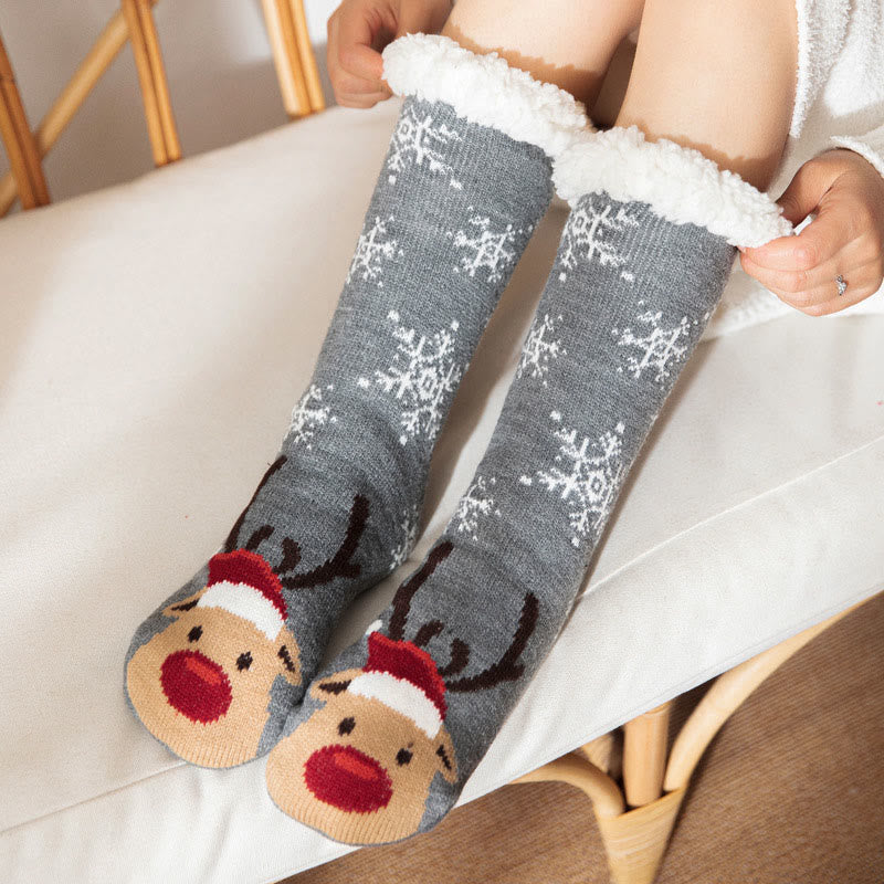 Plus Size Bell Elk Slipper Socks - Grey - EU36-42(US3-8.5) - image 3
