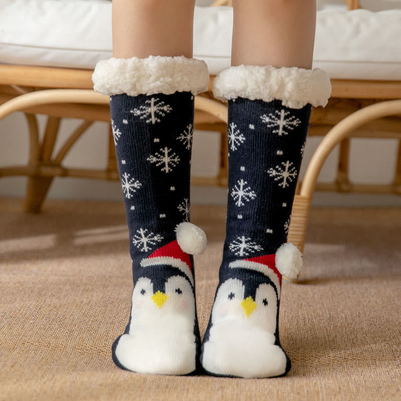 Plus Size Polar Bear Slipper Socks(2 Pairs) - Penguin - EU36-42(US3-8.5) - image 4