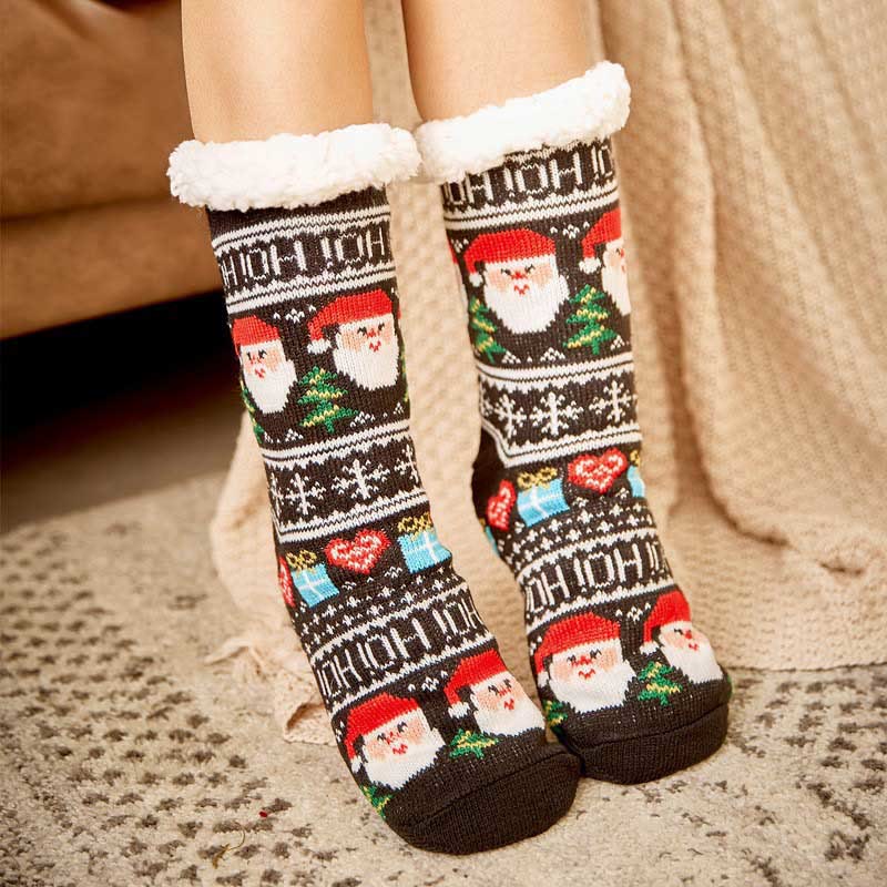 Plus Size Christmas Tree Gifts Slipper Socks - Black - EU36-42(US3-8.5) - image 0