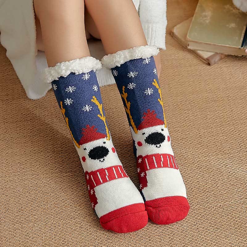 Plus Size Christmas Tree Gifts Slipper Socks(2 Pairs) - Dark Blue - EU36-42(US3-8.5) - image 2