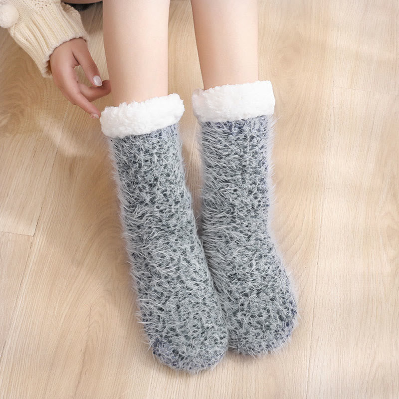 Plus Size Warm Thick Slipper Socks(2 Pairs) - Grey - EU36-42(US3-8.5) - image 13