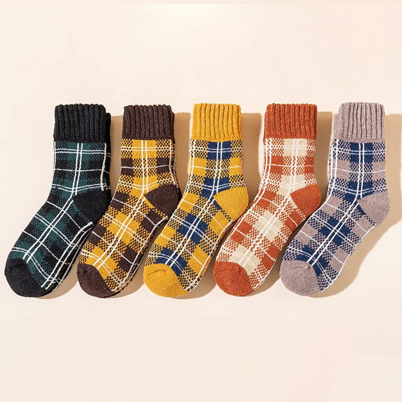 Colorblock Plaid Quarter Socks(5 Pairs) - Multicolor - EU36-41(US3-7.5) - image 0