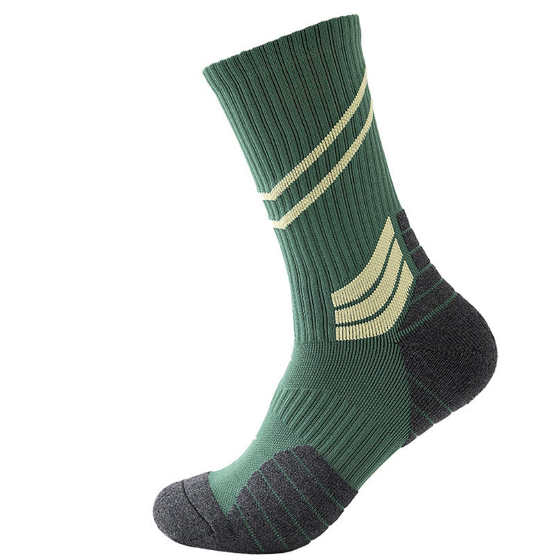 Stripe Slash Quarter Compression Socks(7 Pairs) - Dark Green - EU38-45(US5-11) - image 4