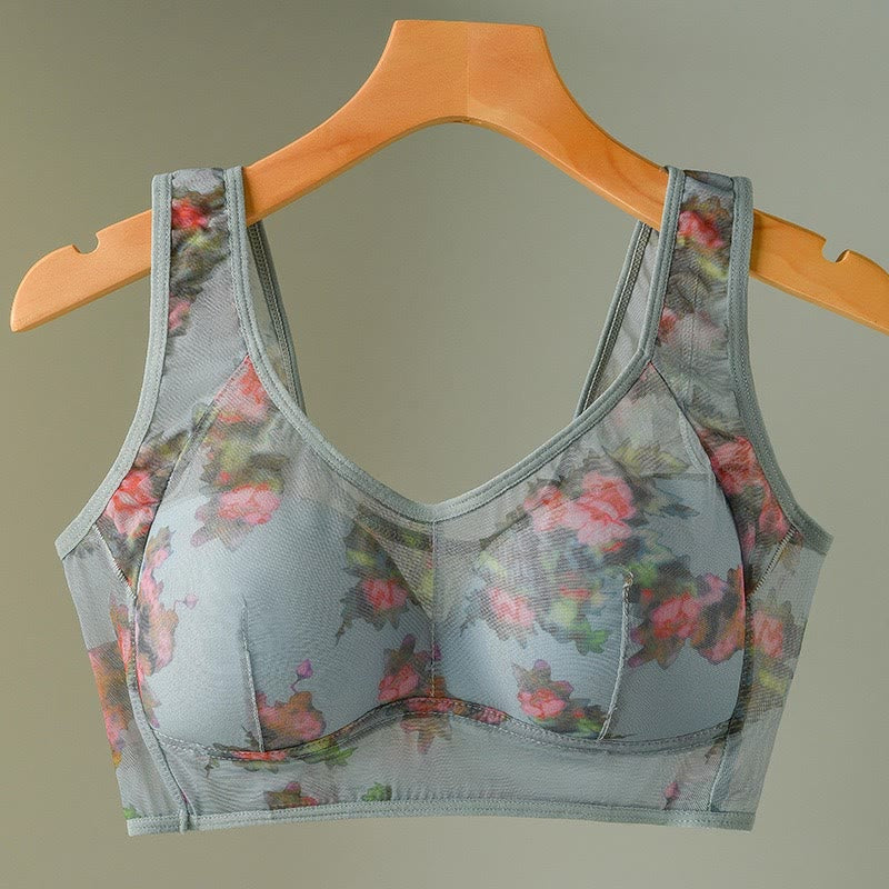Mesh Printed Wireless Bras(2 Packs) - Blue - 6XL - image 13