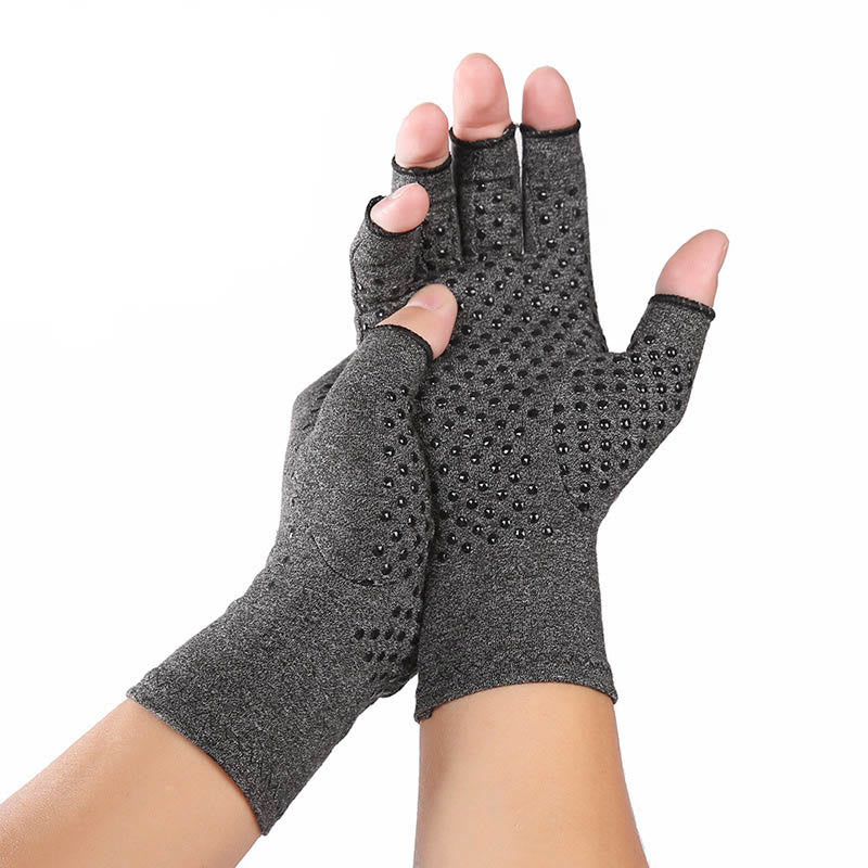 Half Finger Compression Gloves - Grey - XL - image 0
