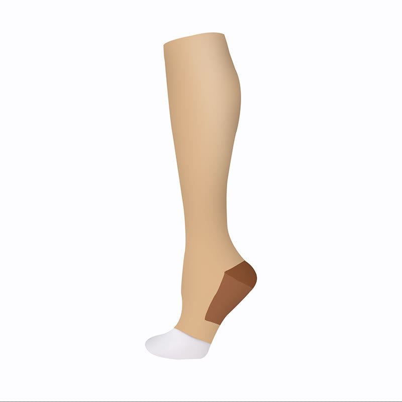 Classic Color Open Toe Compression Socks(5 Pairs) - Coffee - S/M - image 10