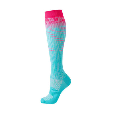 Gradient Stripes Compression Socks(6 Pairs) - Blue - S/M - image 3