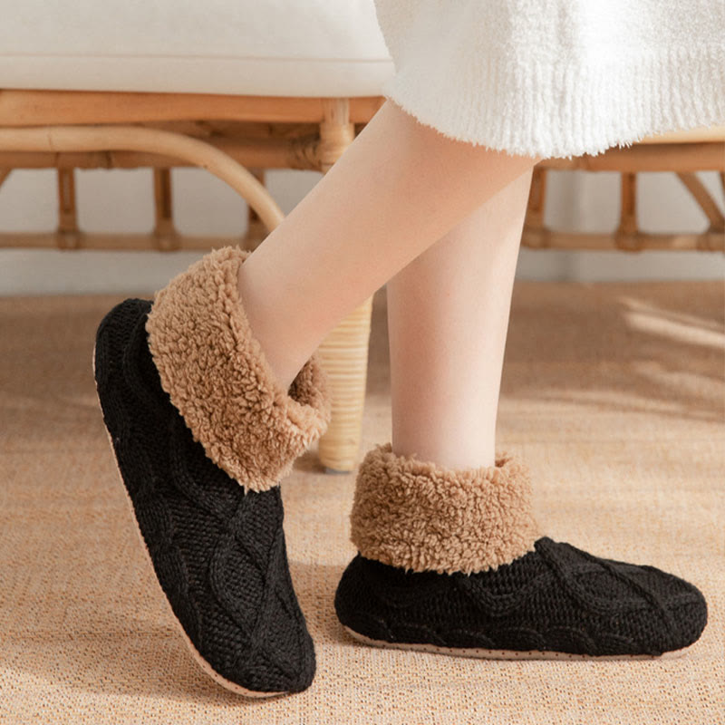 Plus Size Non Slip Fuzzy Slipper Socks - Black - EU36-42(US3-8.5) - image 5