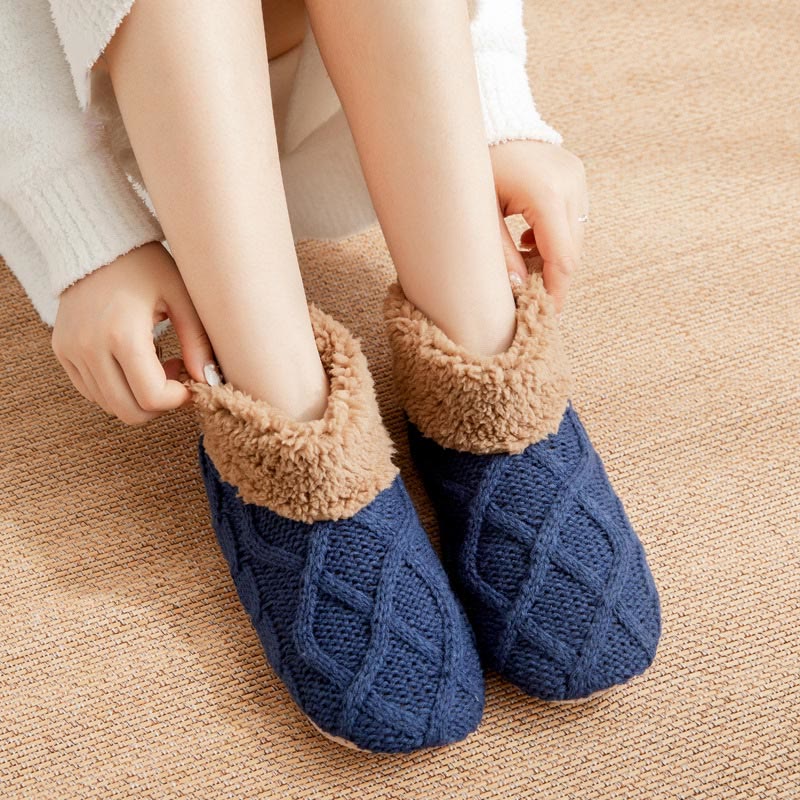Plus Size Non Slip Fuzzy Slipper Socks - Blue - EU36-42(US3-8.5) - image 8
