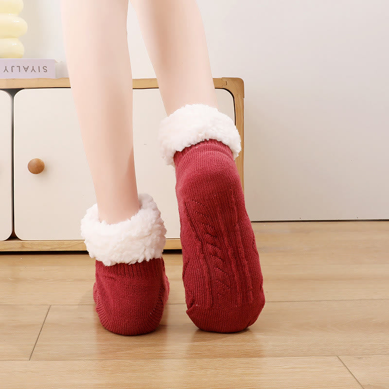 Plus Size Thick Fuzzy Indoor Slipper Socks - image 2