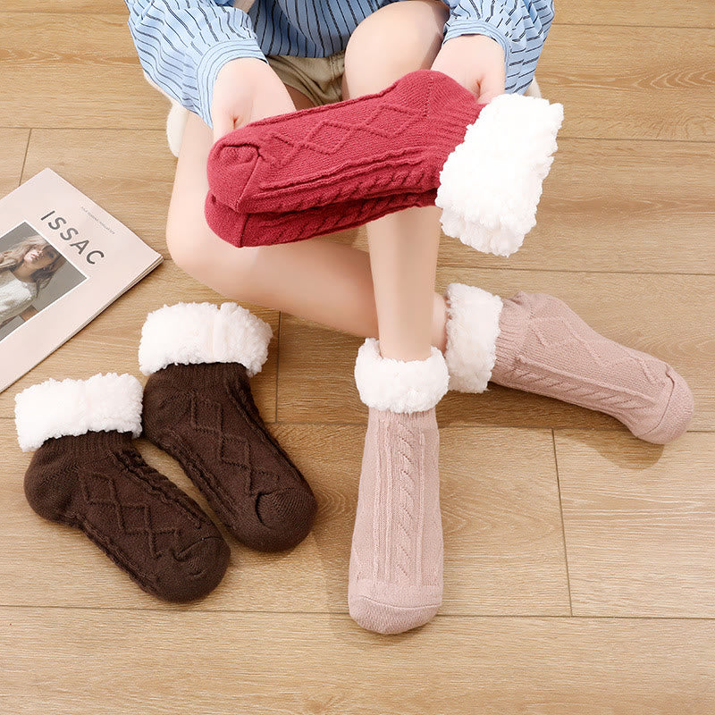 Plus Size Thick Fuzzy Indoor Slipper Socks - image 0