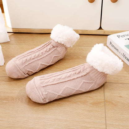 Plus Size Thick Fuzzy Indoor Slipper Socks - Pink - EU36-42(US3-8.5) - image 7