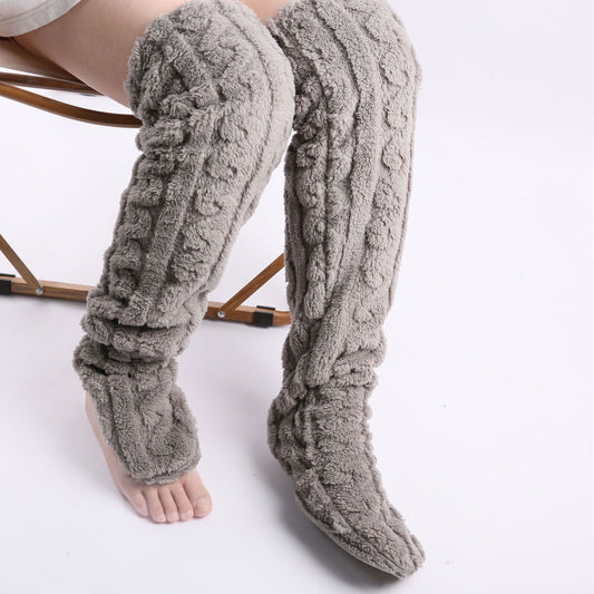 Plus Size Winter Warm Thigh High Slipper Socks - image 0