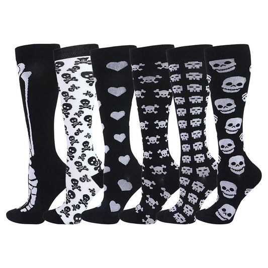 Skull Bones Compression Socks(6 Pairs) - Multicolor - S/M - image 1