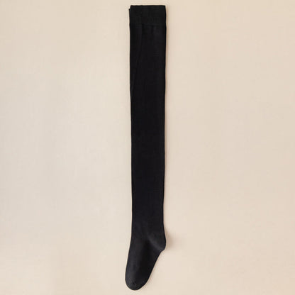 Solid Color Cotton Thigh High Socks(2 Pairs) - Black - EU39-46(US6-12) - image 11