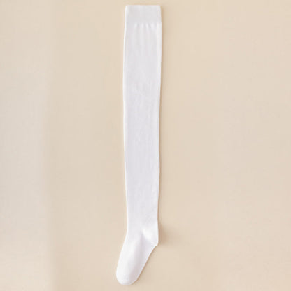 Solid Color Cotton Thigh High Socks(2 Pairs) - White - EU39-46(US6-12) - image 10