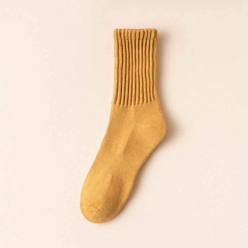 Thick Stripes Quarter Socks(4 Pairs) - Yellow - EU39-45(US6-11) - image 12