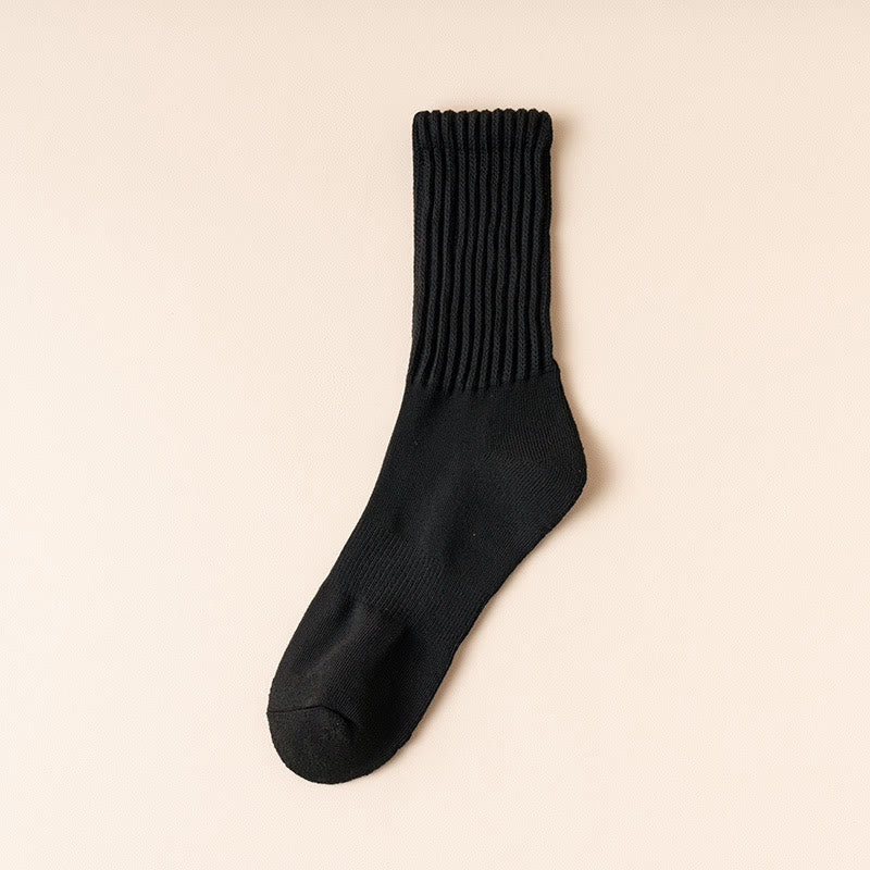 Thick Stripes Quarter Socks(4 Pairs) - Black - EU39-45(US6-11) - image 7