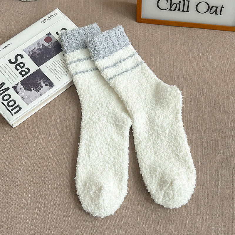 Coral Fleece Quarter Socks(6 Pairs) - White - EU39-45(US6-11) - image 10