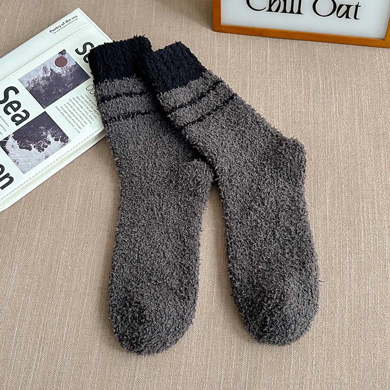 Coral Fleece Quarter Socks(6 Pairs) - Dark Grey - EU39-45(US6-11) - image 11