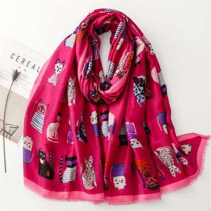 Cut Cat Warm Scarf - Rose - One Size - image 1