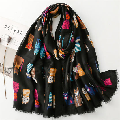 Cut Cat Warm Scarf - Black - One Size - image 2