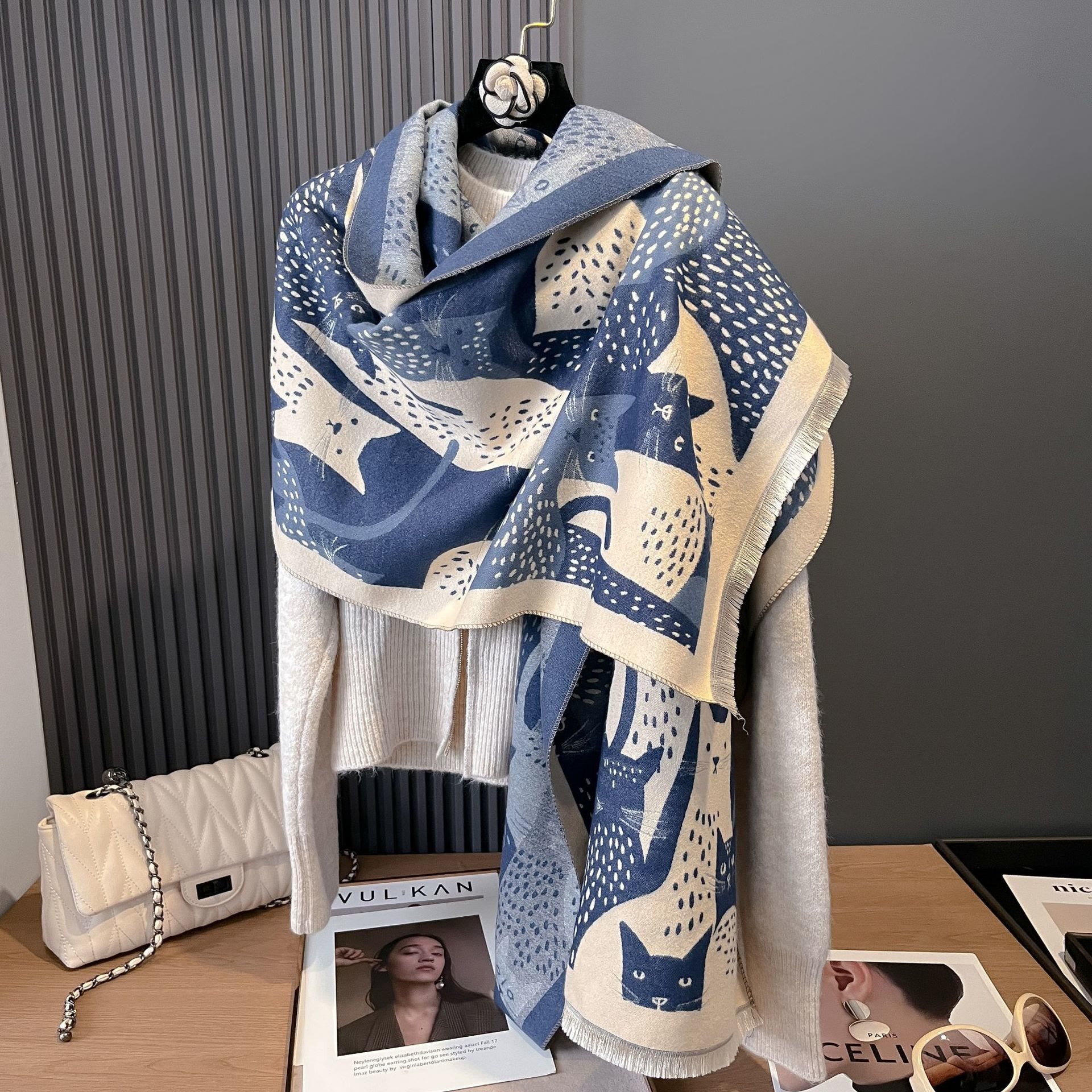 Sweet Cat Jacquard Blanket Scarf - image 7