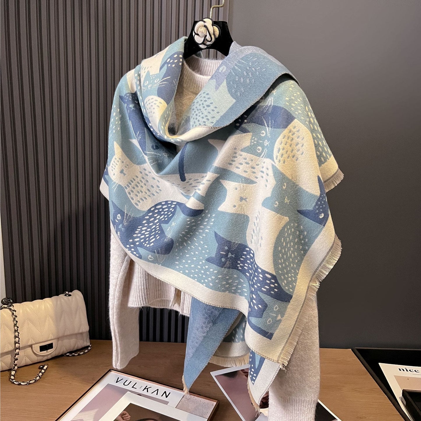 Sweet Cat Jacquard Blanket Scarf - image 8