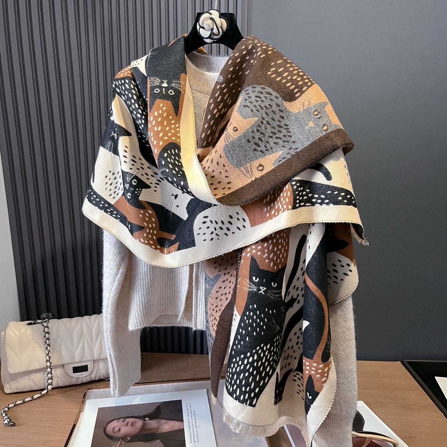 Sweet Cat Jacquard Blanket Scarf - image 10