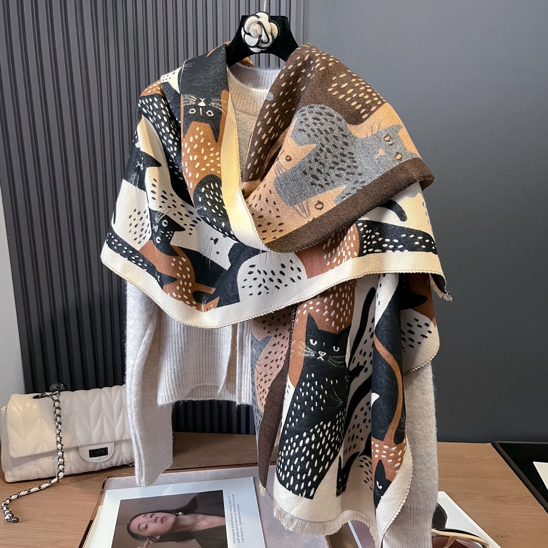 Sweet Cat Jacquard Blanket Scarf - image 10