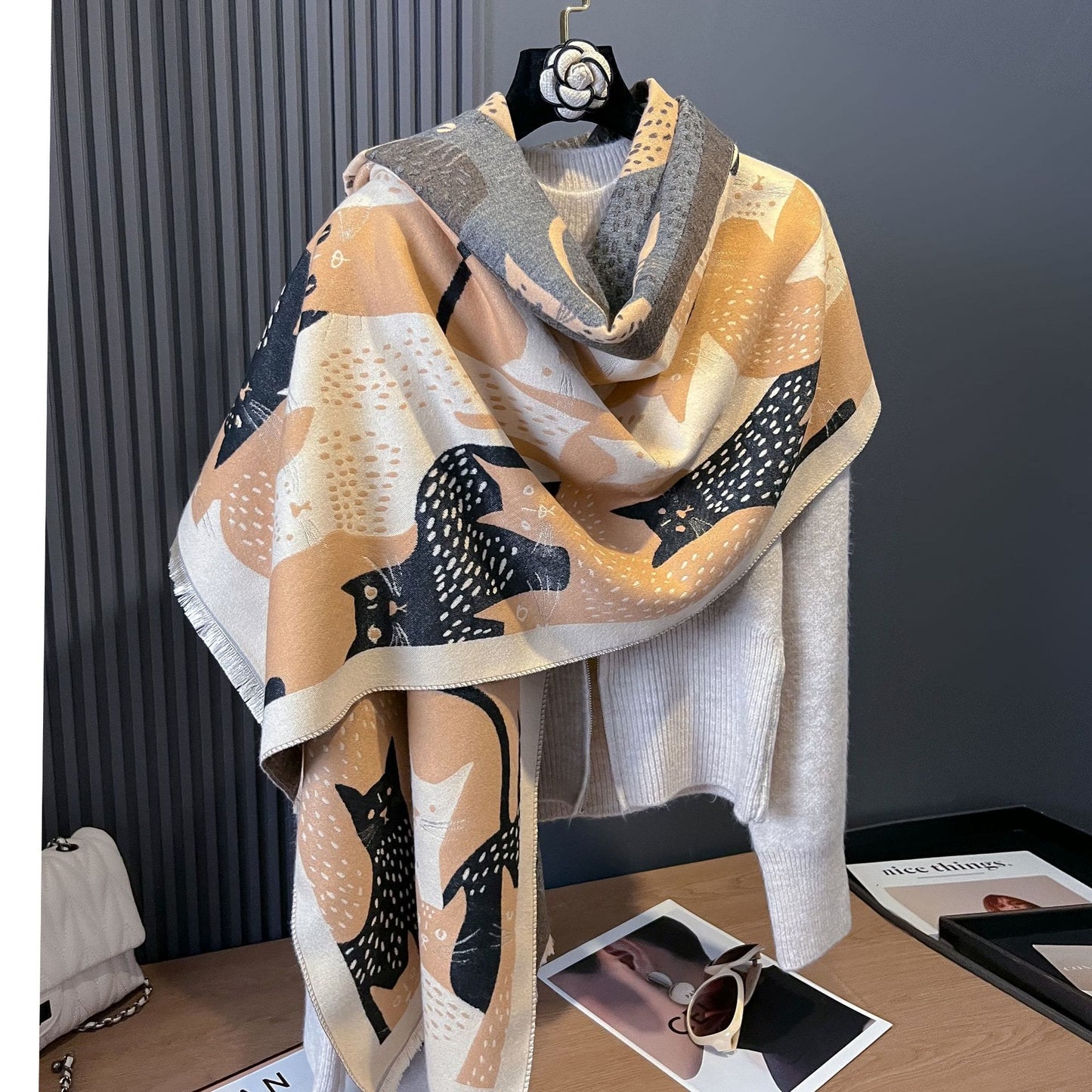 Sweet Cat Jacquard Blanket Scarf - image 5