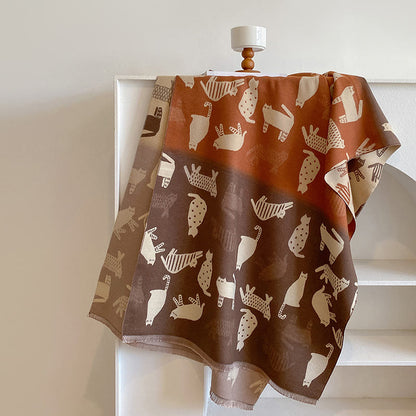 Cute Color Matching Thickening Blanket Scarf - Brown - One Size - image 6