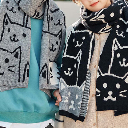 Black White Cat Couple Blanket Scarf - image 4