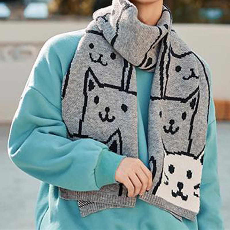 Black White Cat Couple Blanket Scarf - Grey - One Size - image 0