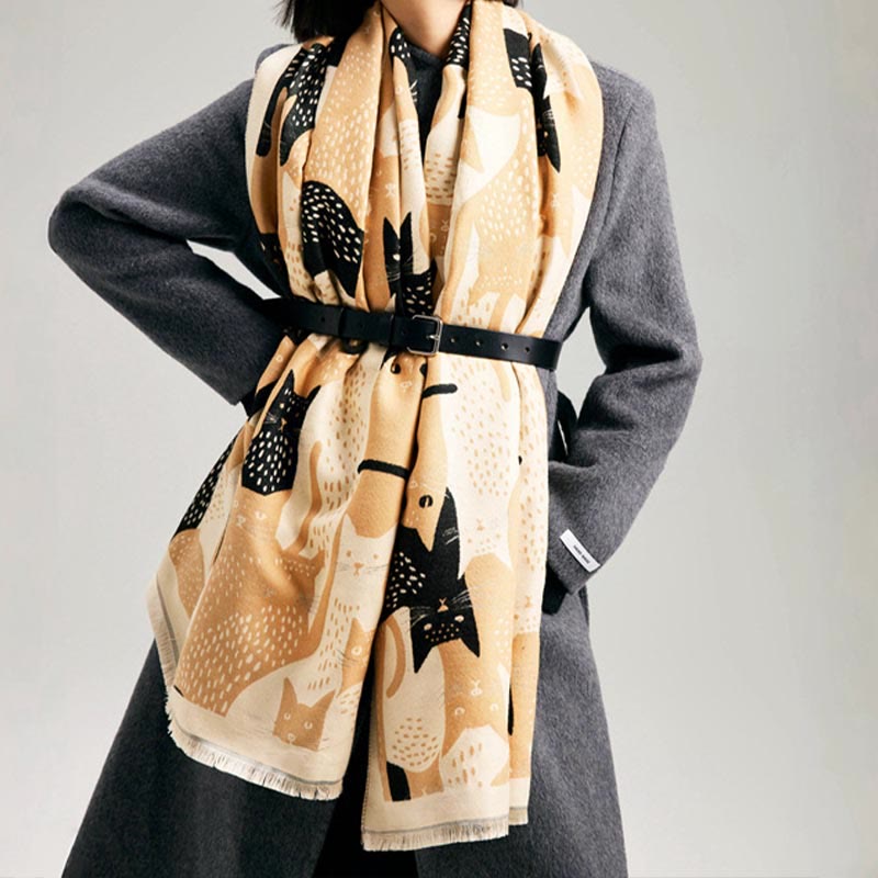 Sweet Cat Jacquard Blanket Scarf - image 0