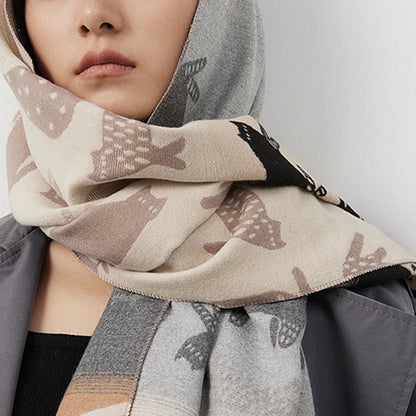 Cute Color Matching Thickening Blanket Scarf - image 2