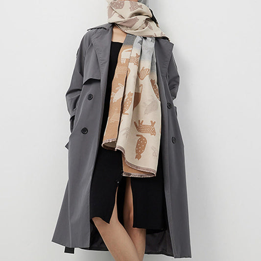 Cute Color Matching Thickening Blanket Scarf - image 1
