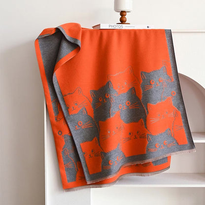 Warm Lovely Winter Blanket Scarf - Orange - One Size - image 17