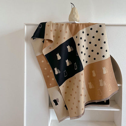 Polka Dots Soft Blanket Scarf - Black - One Size - image 8