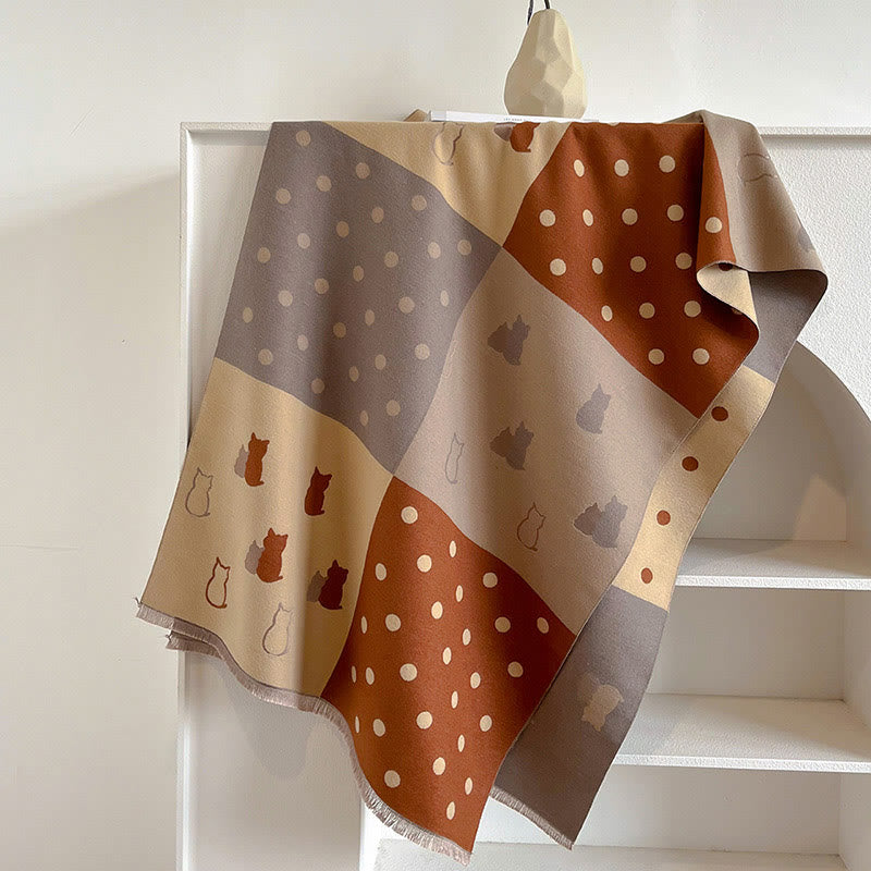 Polka Dots Soft Blanket Scarf - Brown - One Size - image 11