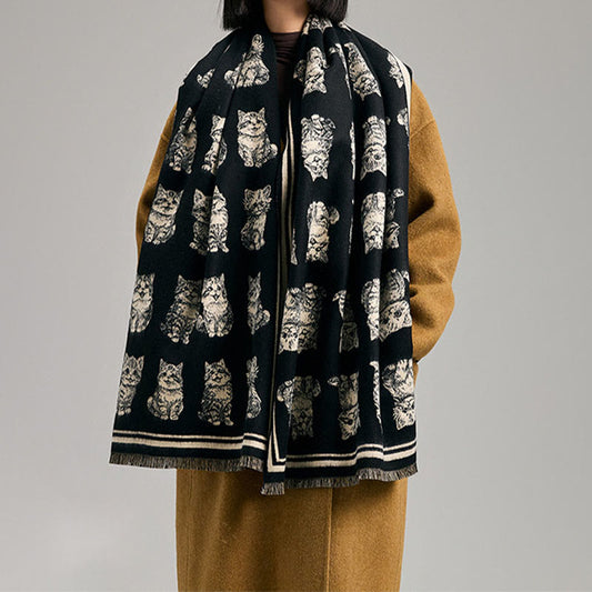 Adorable Animal Long Blanket Scarf - Black - One Size - image 0