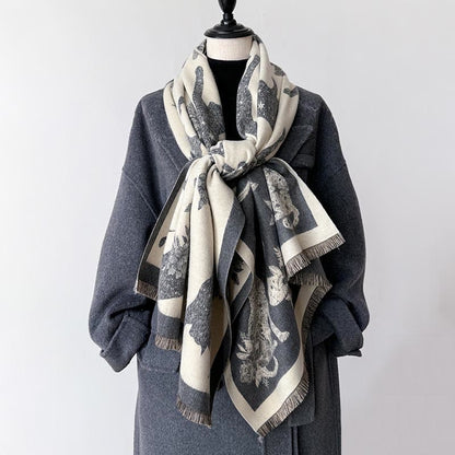 Cat Silhouette Print Blanket Scarf