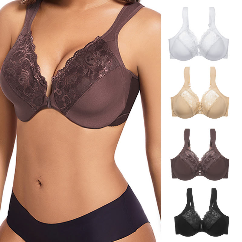Wide Strap Front Closure Underwire  Bra - image 0