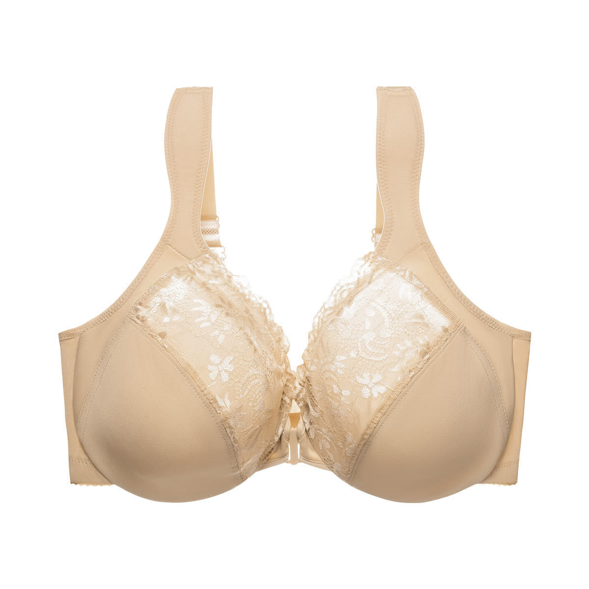 Wide Strap Front Closure Underwire  Bra - Nude - 6XL - image 4