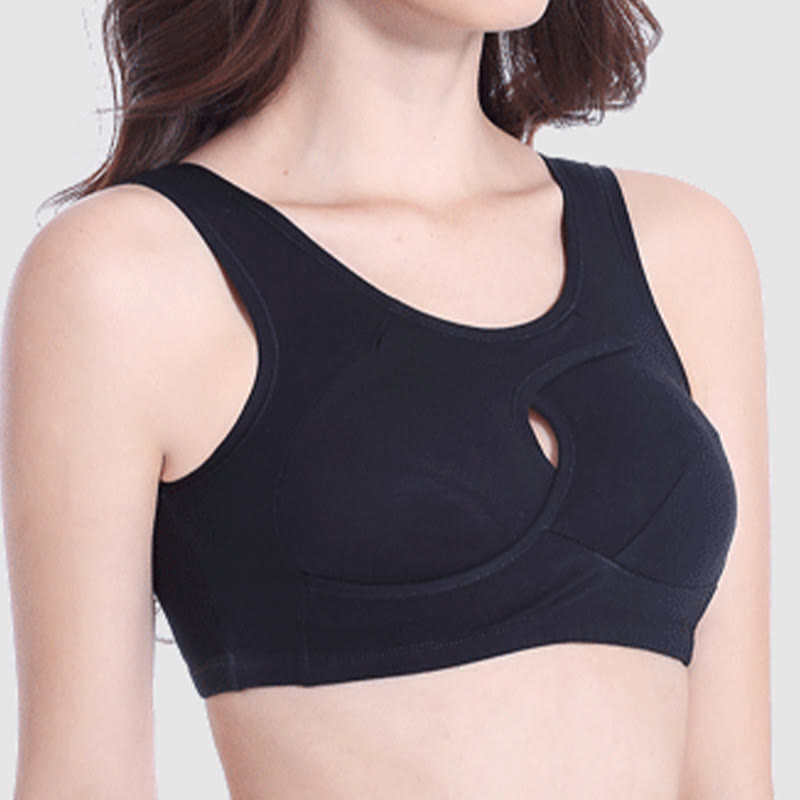 Anti-Sagging Sports Wireless Bra  - Black - 5XL - image 0