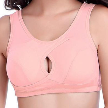 Anti-Sagging Sports Wireless Bra  - Pink - 5XL - image 3