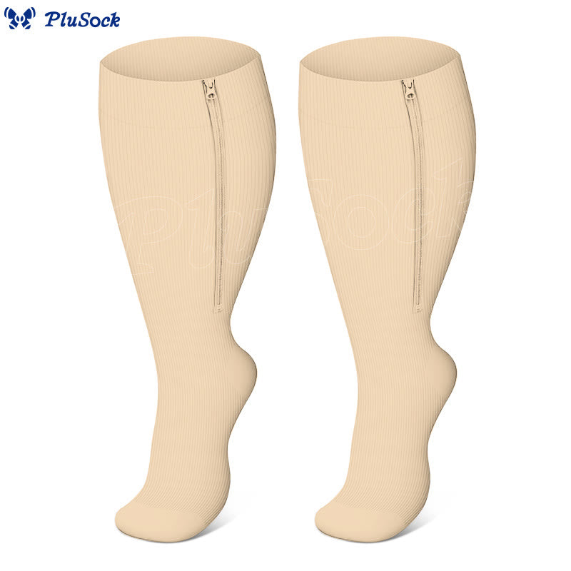 Plus Size Classic Zipper Compression Socks 2XL-7XL - Nude - 7XL - image 6